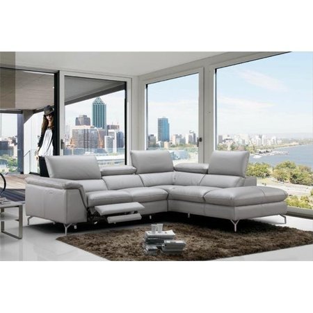 J&M FURNITURE J&M Furniture 18235-RHFC Viola Premium Leather Sectional in Right Hand Facing Chaise; Light Grey 18235-RHFC